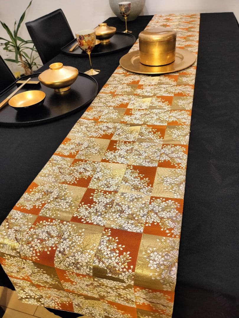 A668★逸品‼️豪華刺繍‼️ひな祭り‼️袋帯正絹テーブルランナー2m15cm