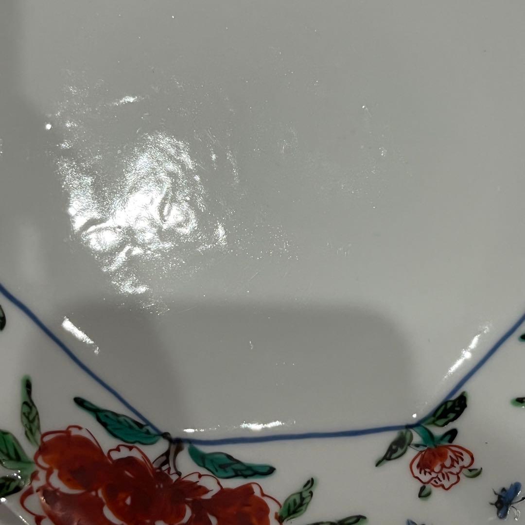 【新品】正木春蔵 色絵染附 牡丹文八角皿 3枚セット