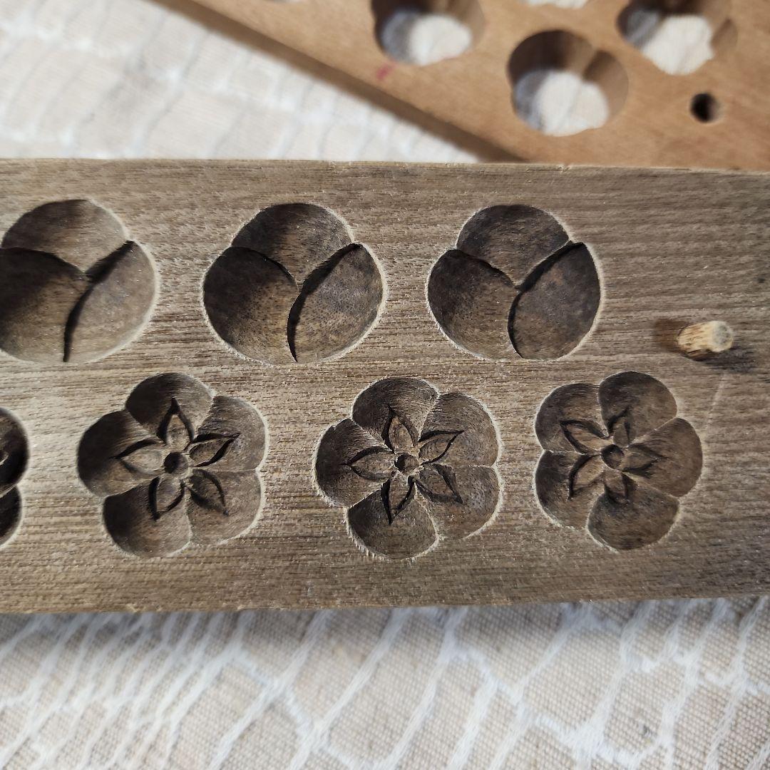 梅花5柄　菓子木型　古い 木型 菓子型 和菓子 木製 古道具 古物