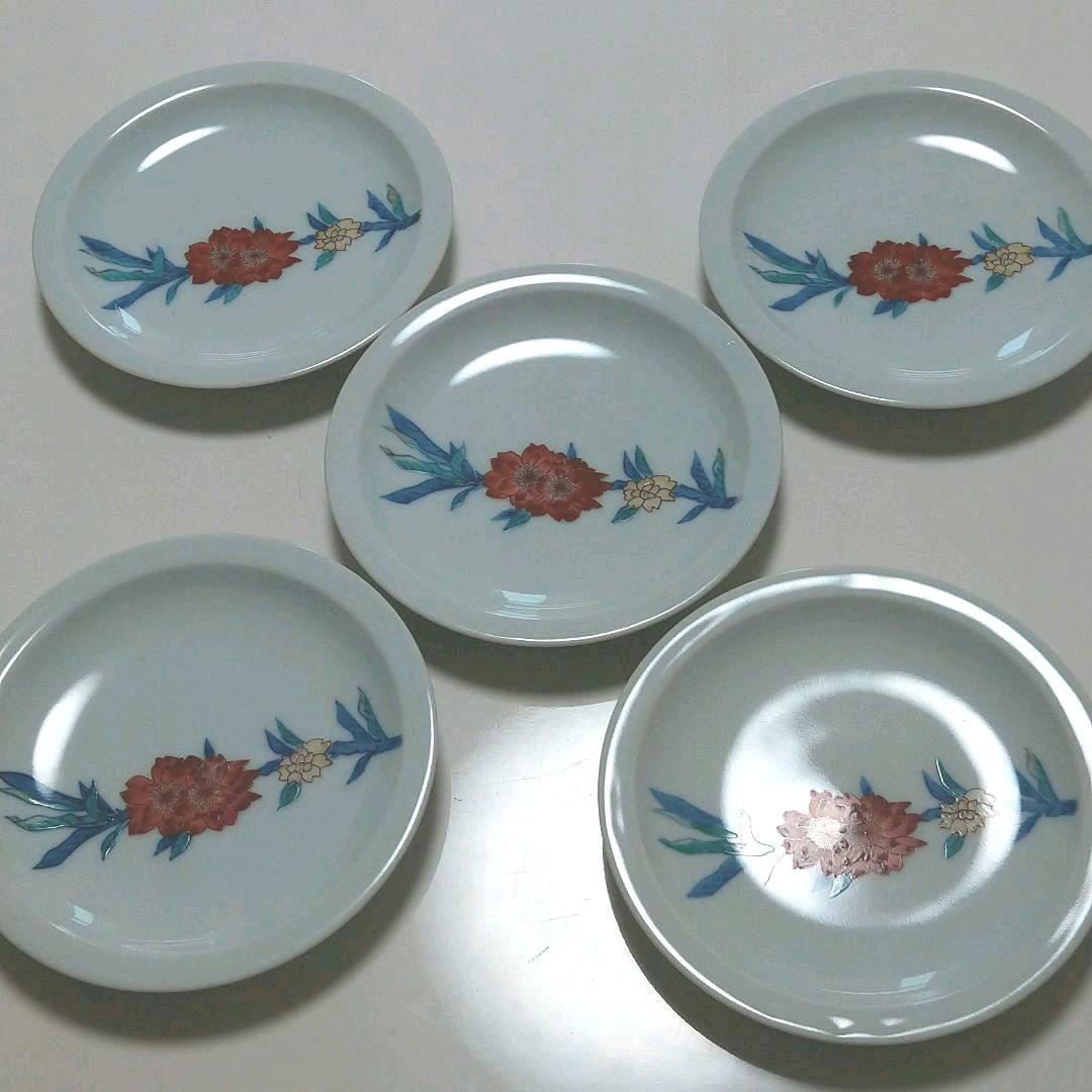 有田焼 十三代目今右衛門 錦桃花絵銘々皿5枚