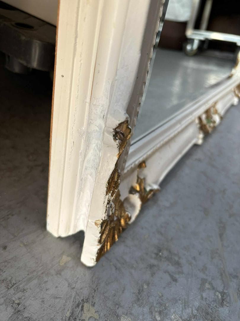 ゴールド イタリア製 アンティーク調 白とゴールド ミラー 姿見 壁掛け