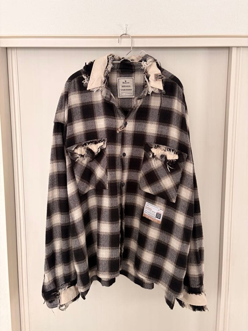 メゾンミハラヤスヒロ　Partly Damaged Shirt チェックシャツ