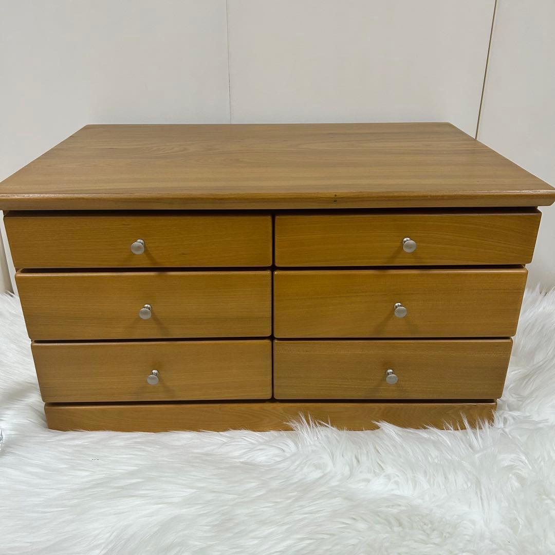 木製 無垢 6杯 小箪笥 小引出し キャビネット ミニタンス 小物入れ 書類入れ