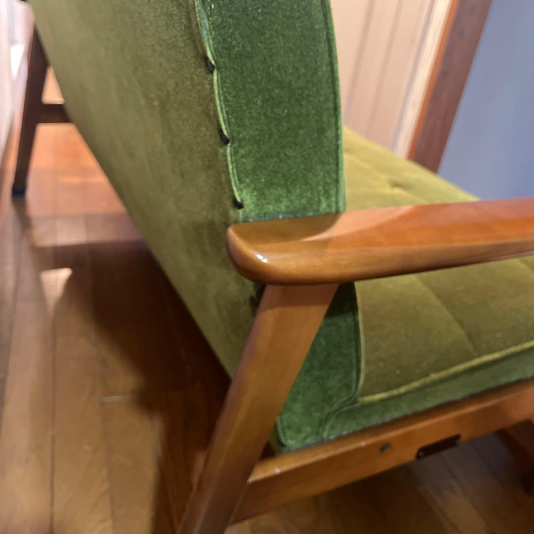 カリモク60 グリーン　ミッドセンチュリー 2人掛けソファ