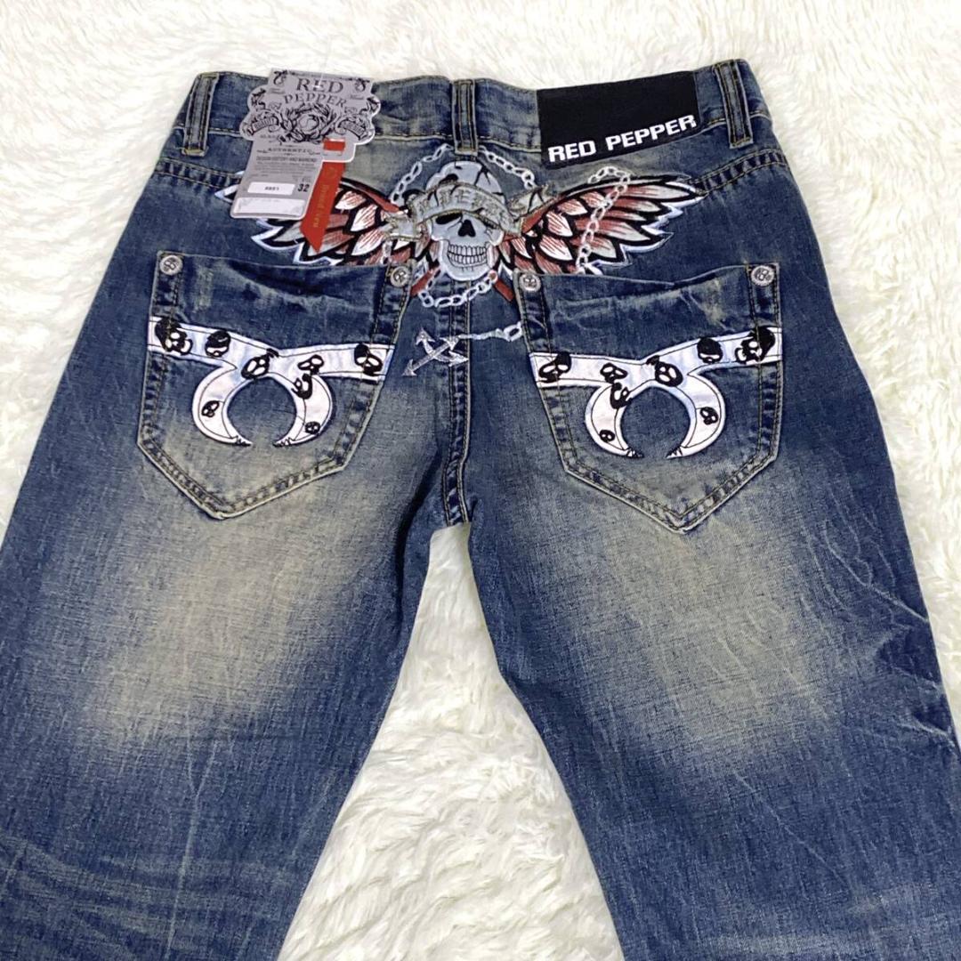 新品 Y2K RED PEPPER レッドペッパー デニムパンツ W32 刺繍