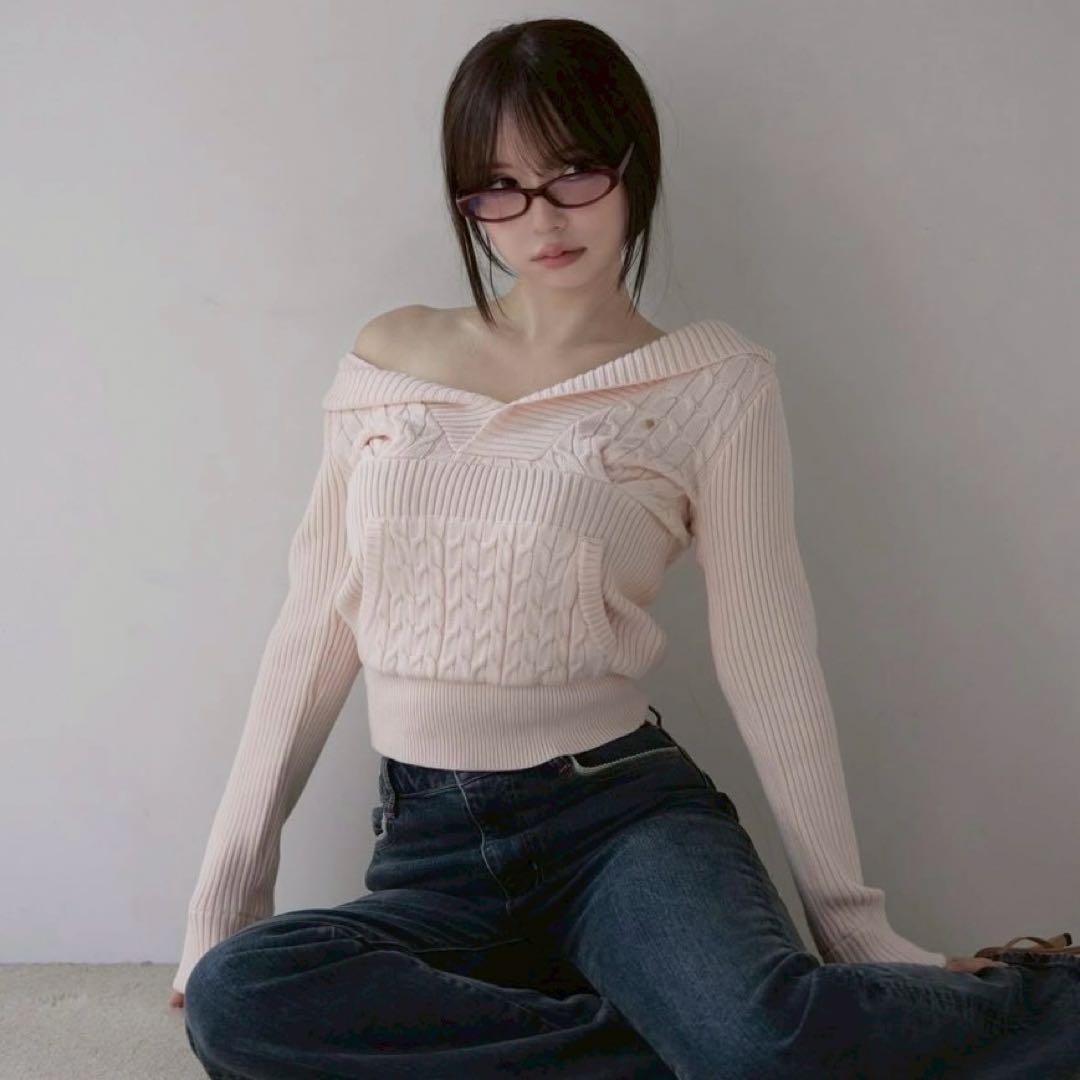 トップス andmary Taylor hoodie knit tops pink