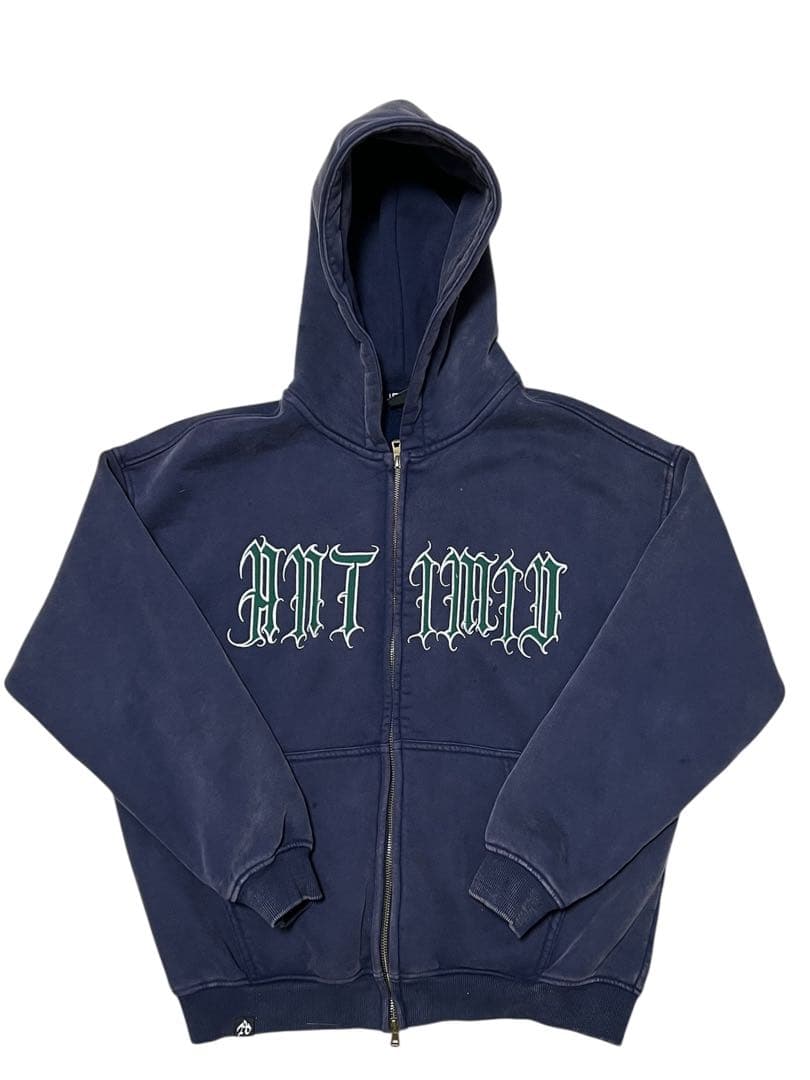 チ*ん様 ANTIMID PIGMENT LOGO ZIP HOODIE ブラッ