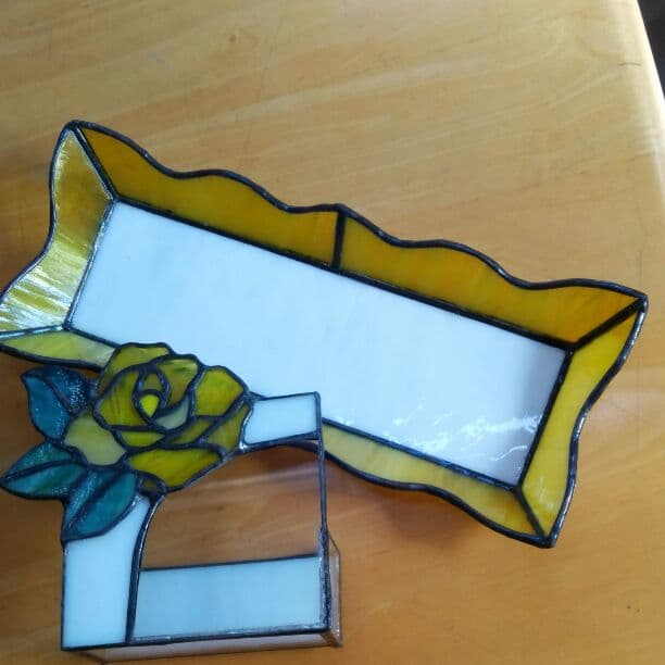 名刺入れとペン用トレー(黄色のバラ)