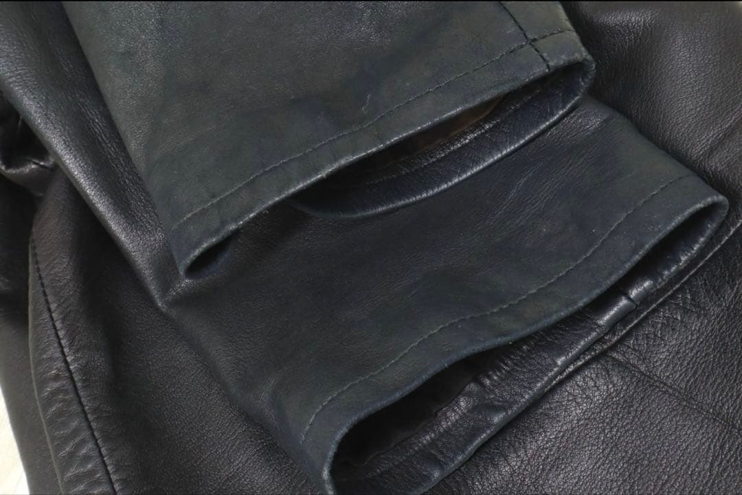 【agnes b. SPECIAL レザー 40 ノーカラー ジャケット 黒】