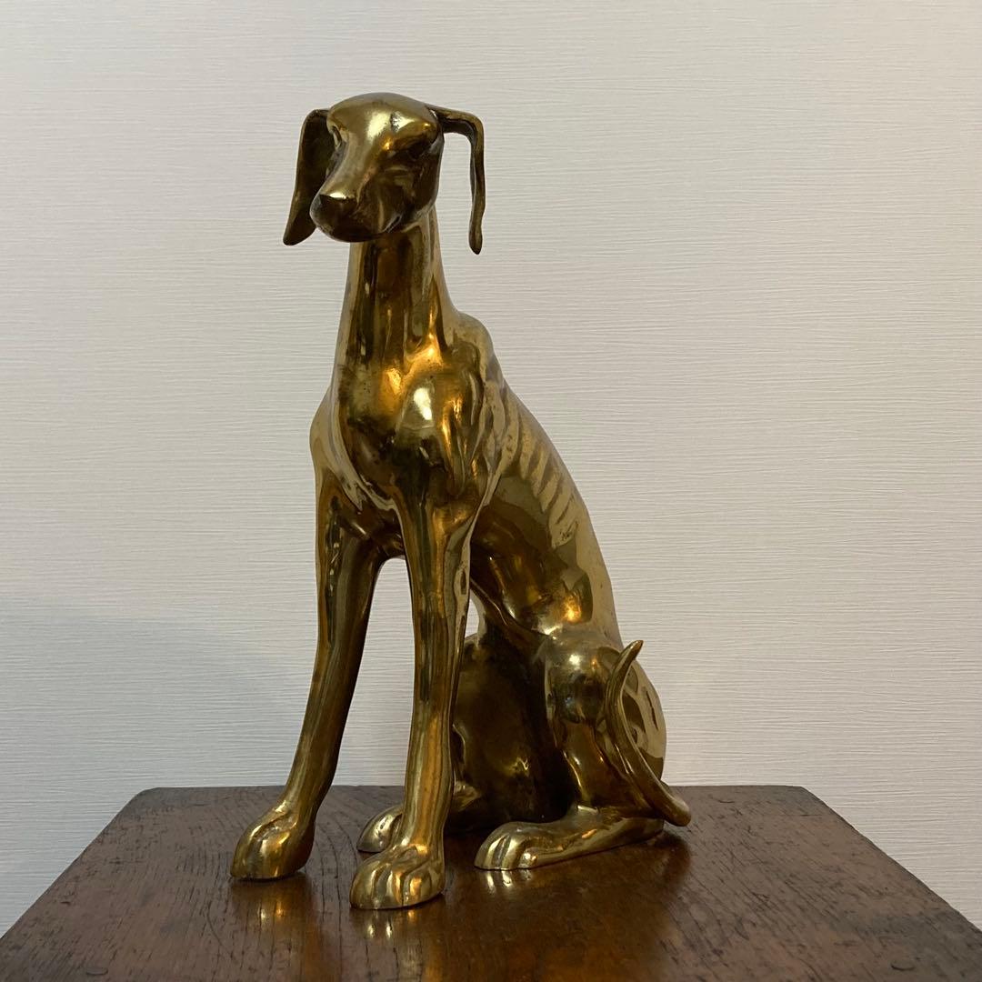 真鍮製 犬の置物 グレイハウンド ヴィンテージ アンティーク レトロ ブラス