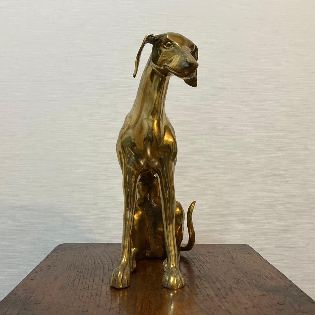 真鍮製 犬の置物 グレイハウンド ヴィンテージ アンティーク レトロ ブラス