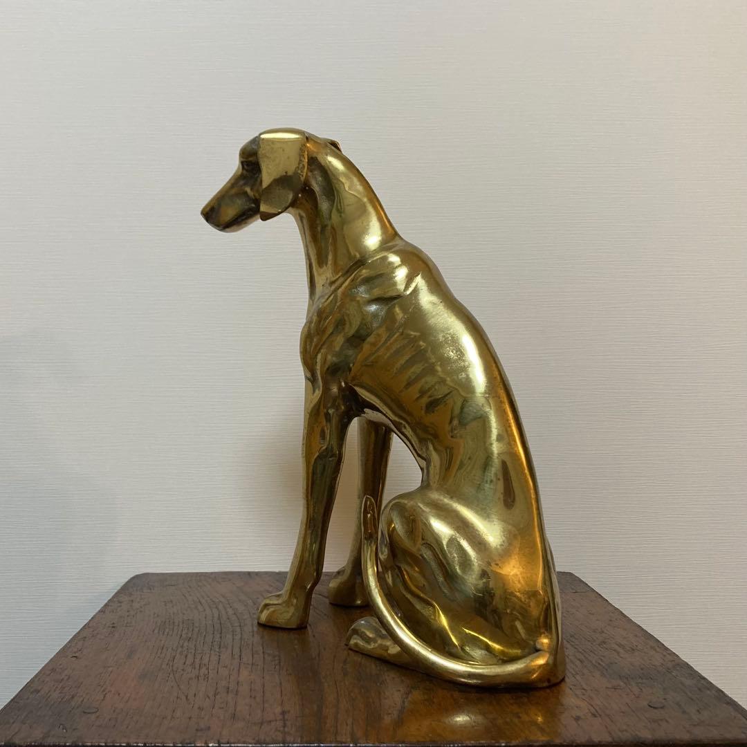 真鍮製 犬の置物 グレイハウンド ヴィンテージ アンティーク レトロ ブラス