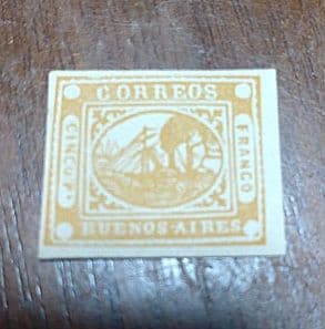 アルゼンチンBuenos Aires1858パドルスチーマー未使用切手