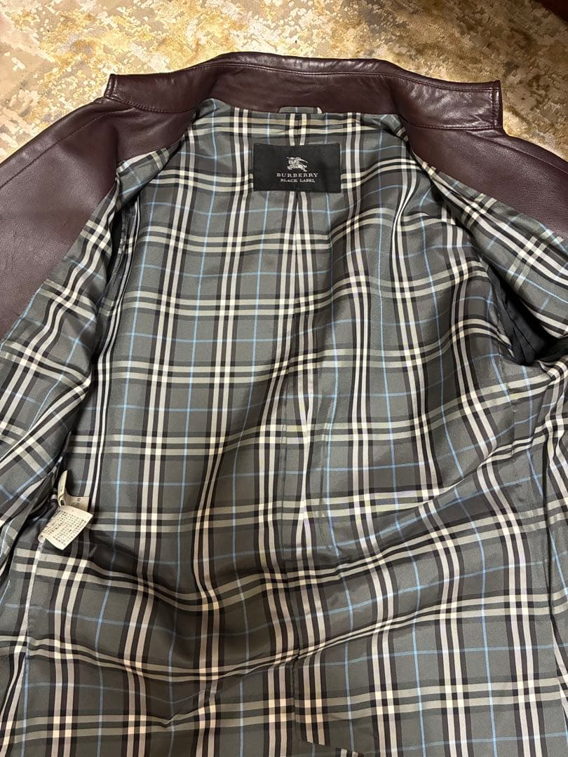 希少美品　バーバリーブラックレーベル　ダークブラウン ラムレザー トレンチコート