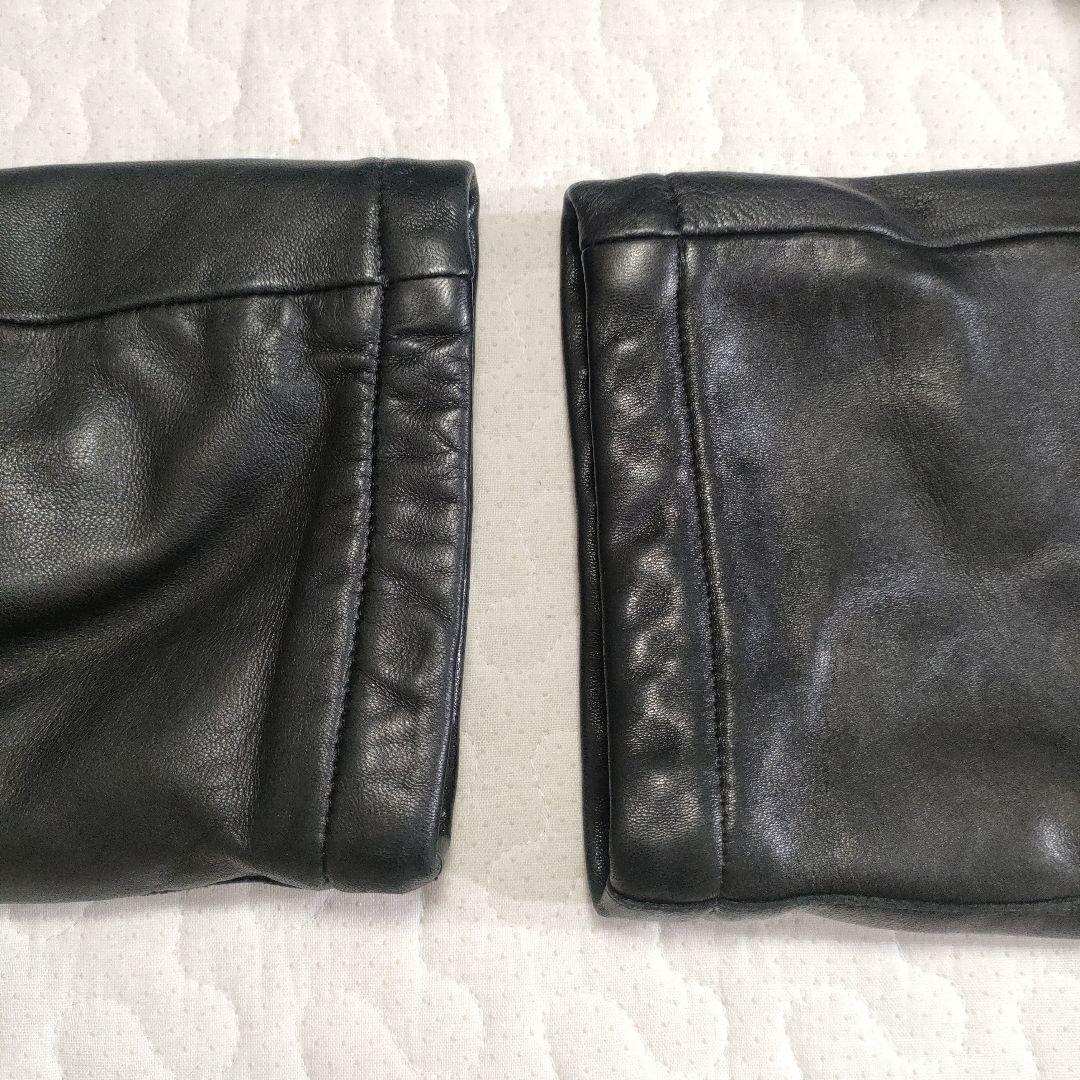 ジョルジオアルマーニ　ラムレザーロングコート　スタンドカラー　黒　52