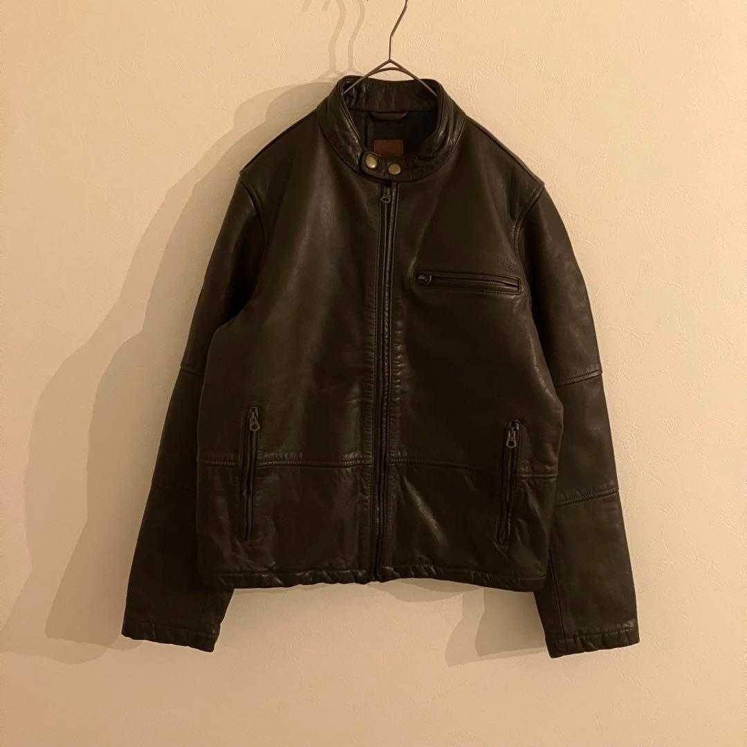 GAP　ギャップ　レザージャケット　本革　牛革　ブラウン　シングルライダース