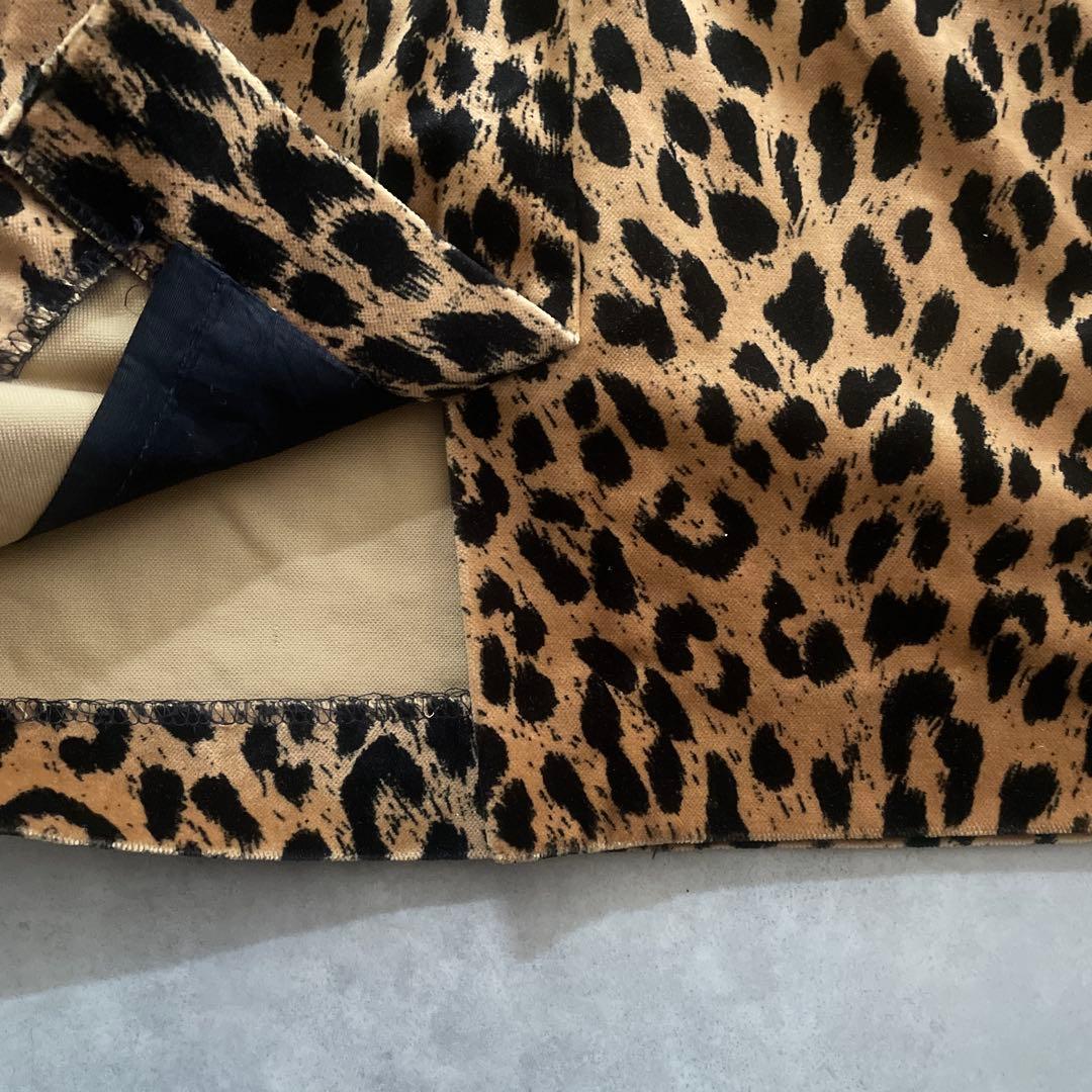 USA製 ヴィンテージ レオパード 柄 スカート ビンテージ ベロア 豹 ヒョウ