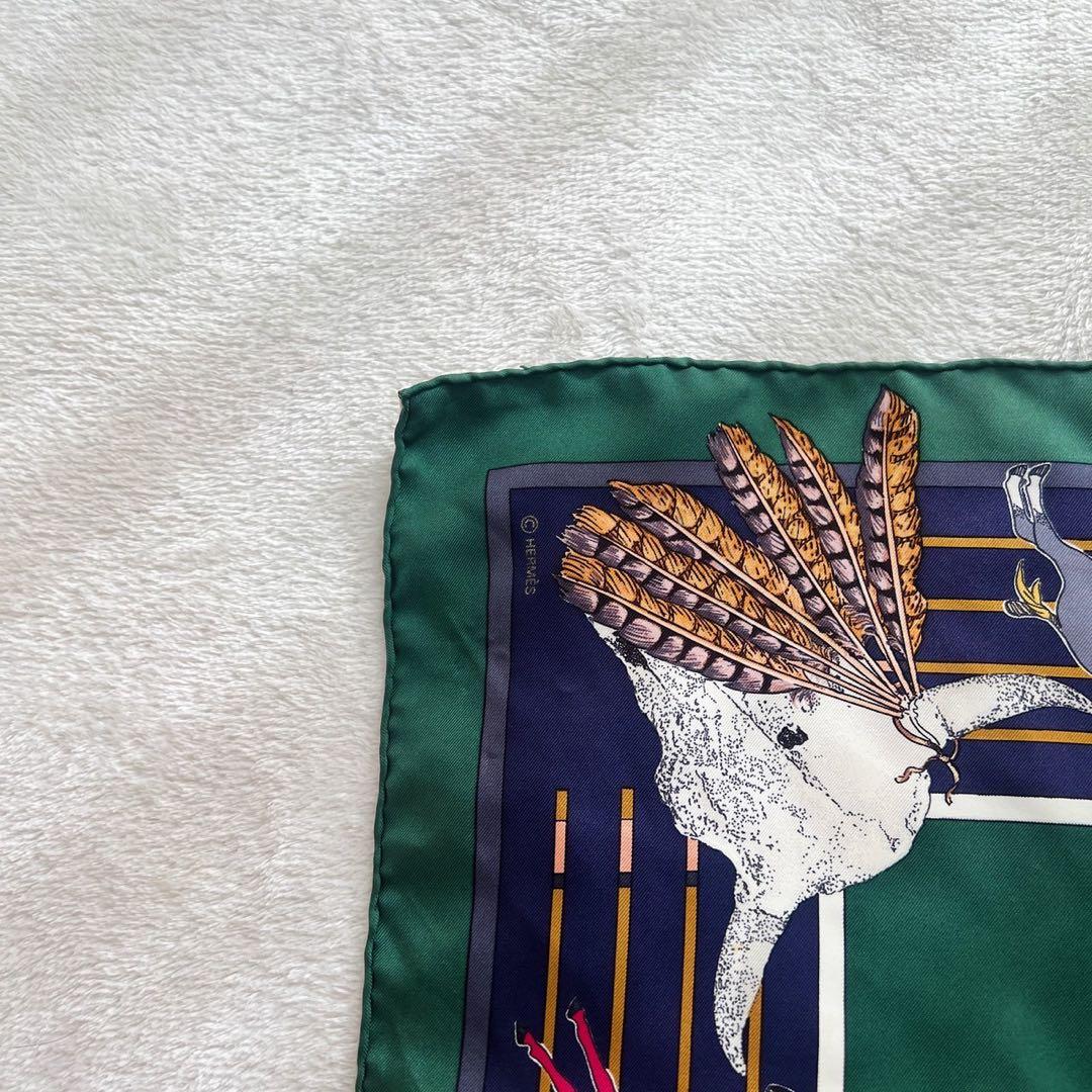 エルメス HERMES カレ90　スカーフ　シルク　パウニー族の首長