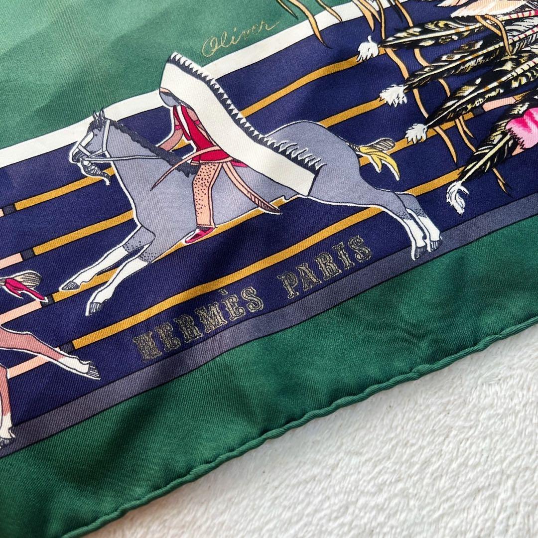エルメス HERMES カレ90　スカーフ　シルク　パウニー族の首長