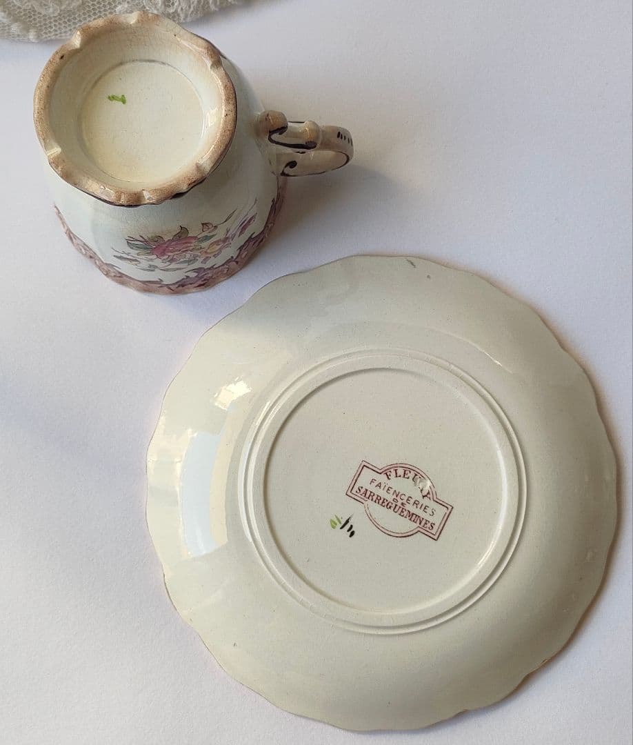 希少　サルグミンヌ　FLEURY　カップ&ソーサー　フランスアンティーク