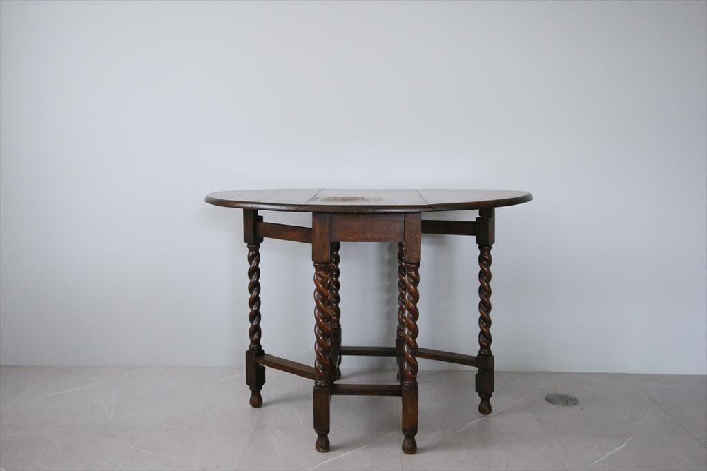 英国アンティーク木製ゲートレッグテーブル/ダイニング机バタフライ(87-126)