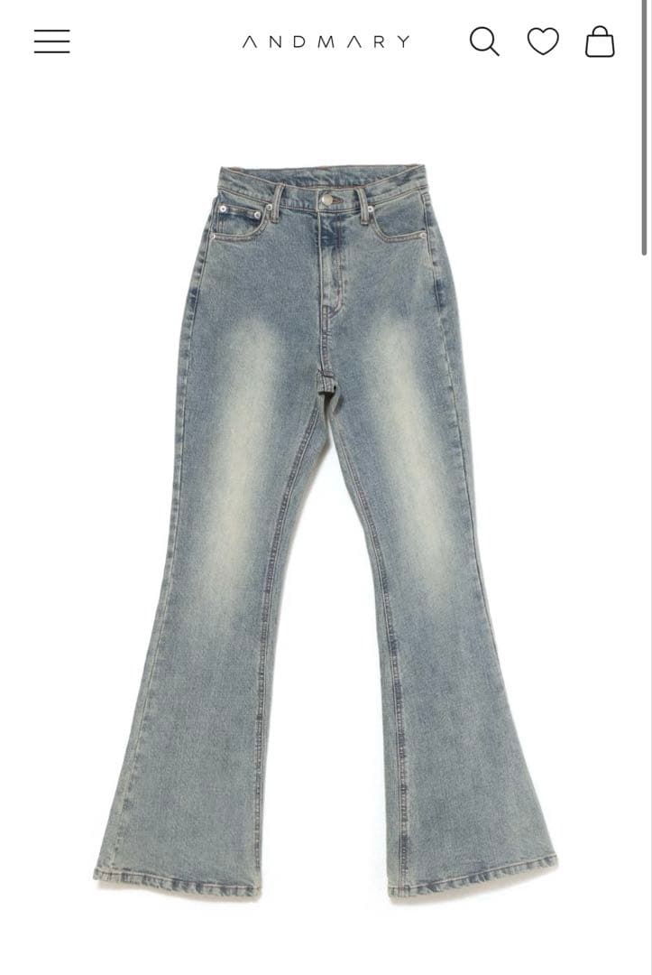 パンツ Mary logo flare denim M blue beige