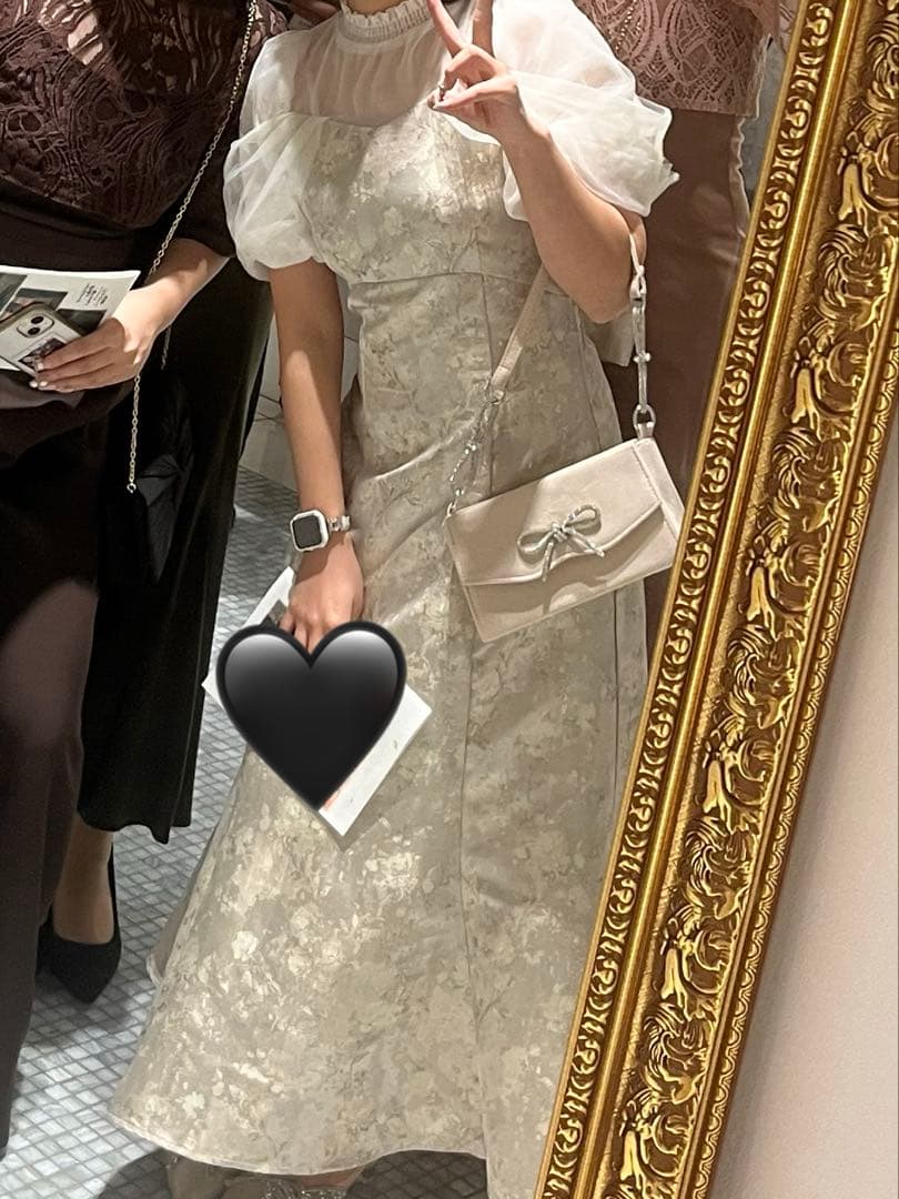 シアーベールジャカードワンピース ベージュsmall