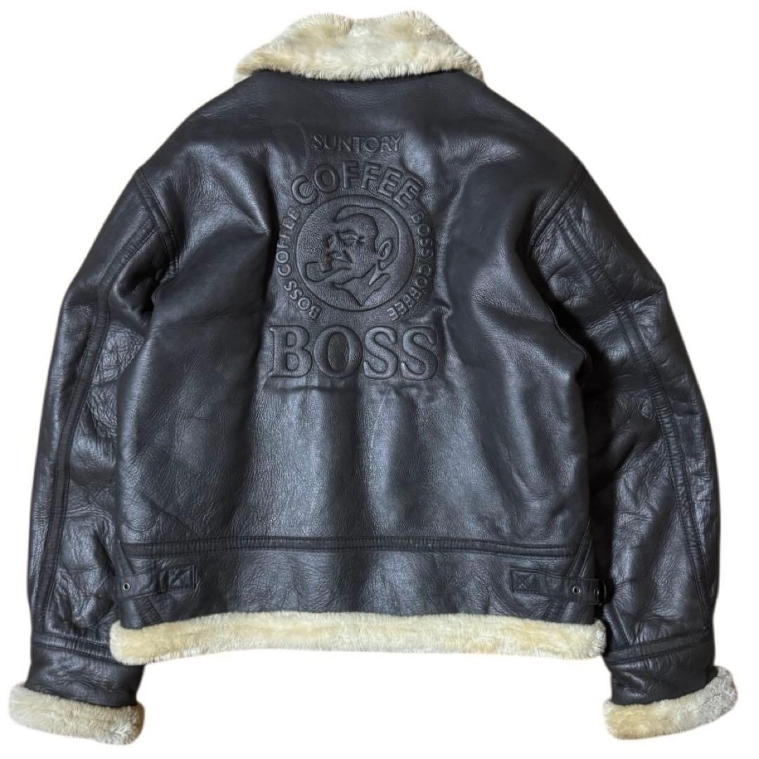 非売品 ボスジャン 2000年限定 エンボスロゴ B-3 レザージャケット M