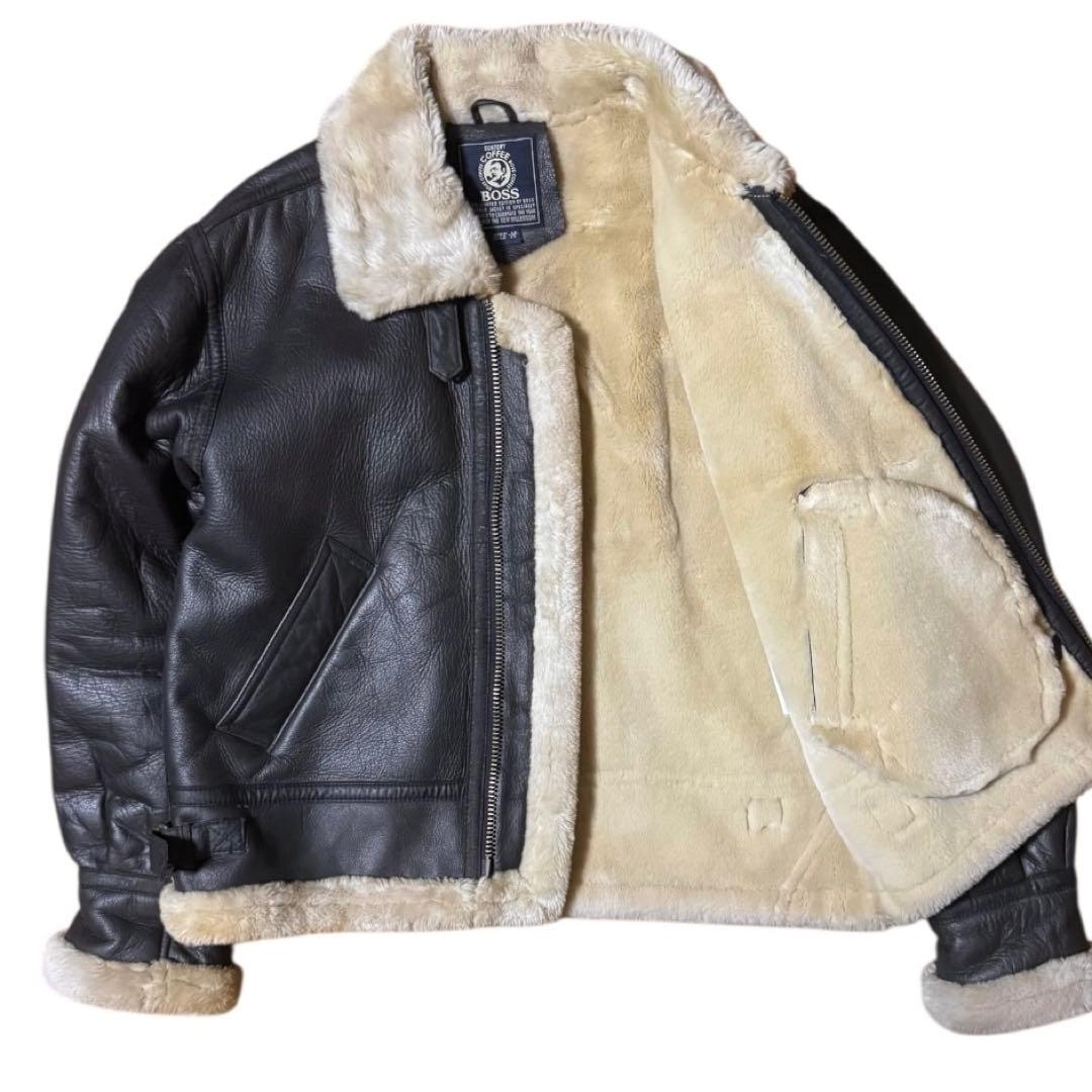 非売品 ボスジャン 2000年限定 エンボスロゴ B-3 レザージャケット M