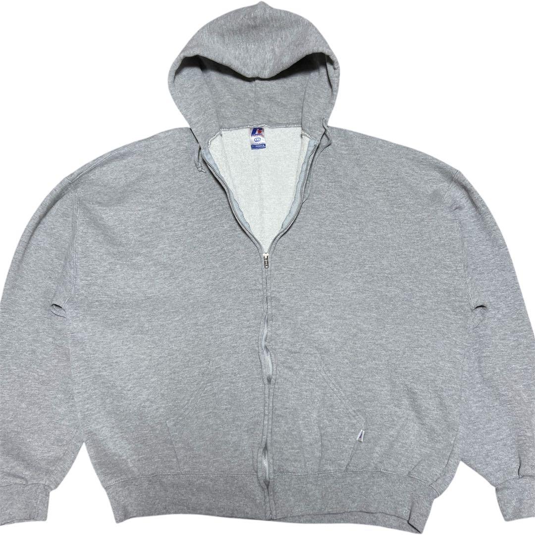 【即購入可】00sラッセルアスレチック無地グレージップパーカーヘビーウェイト