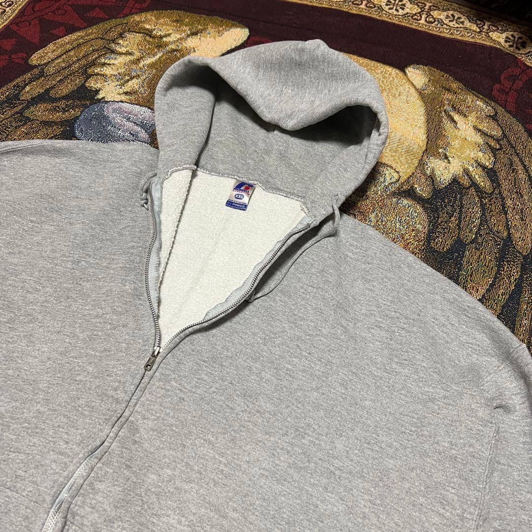 【即購入可】00sラッセルアスレチック無地グレージップパーカーヘビーウェイト