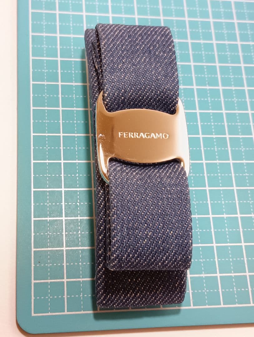 Ferragamo　サルヴァトーレフェラガモ　バレッタ　デニム　ヴァラリボン