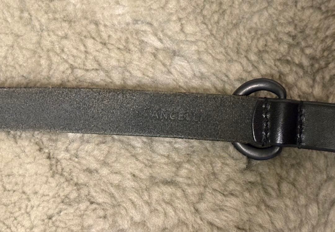 小物 ANCELLM NARROW LEATHER BELT (BLACK)