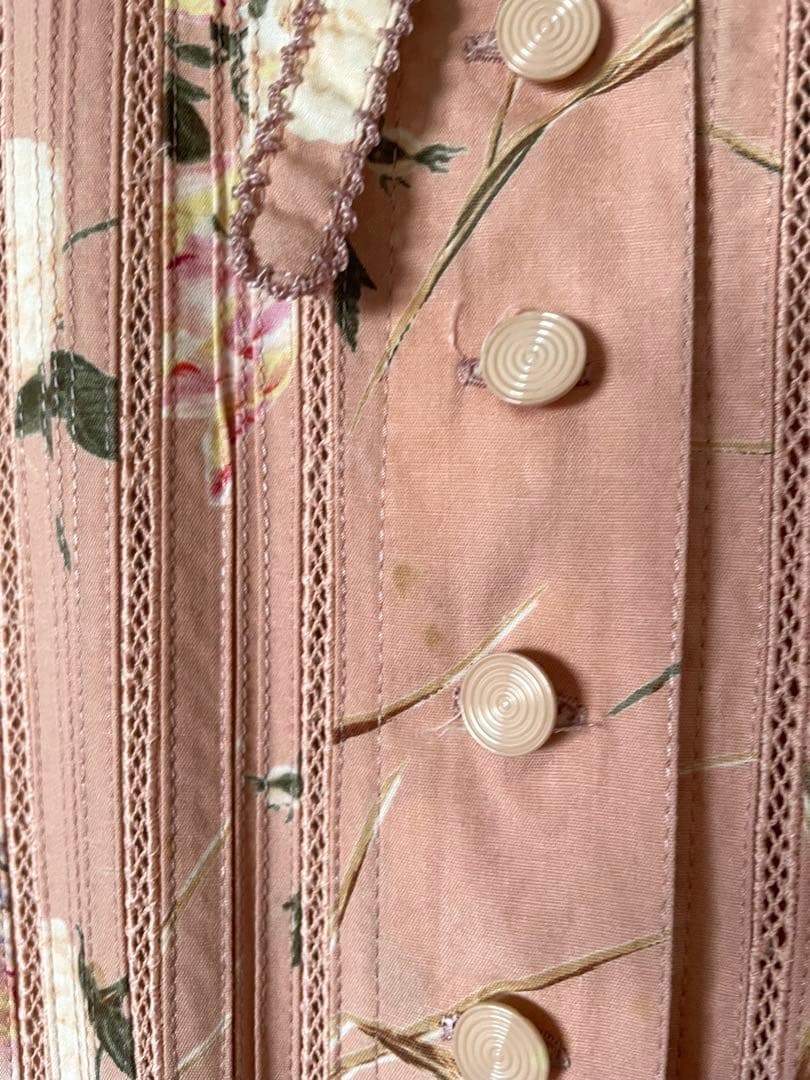 あ*わ様 カネコイサオ　ロゴリボンブーケ　プリントワンピース　くすみピンク