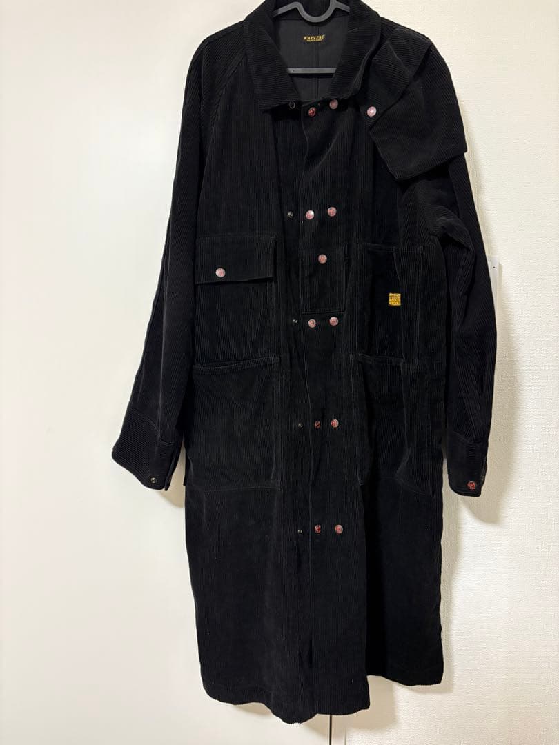 KAPITAL ブラック コーデュロイ トレンチコート