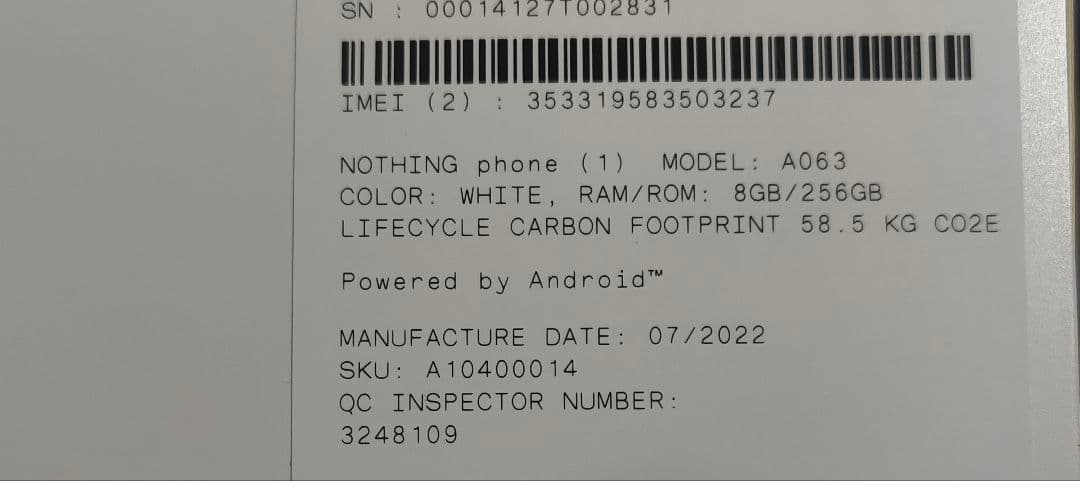 Nothing Phone (1) RAM/ROM8G 256G 美 送料込✨️