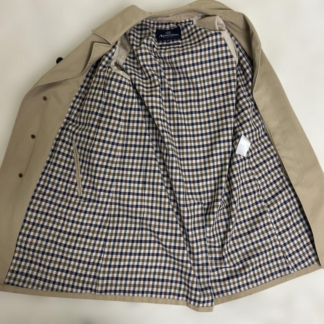 極美品 アクアスキュータム ステンカラーコート チェック ライナー ベージュ