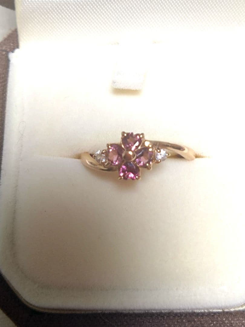 festaria　K14PG ピンクトルマリン&ダイヤモンド　リング