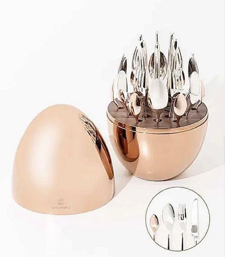 Sale クリストフル ムード ローズゴールド カトラリーセット 卵型収納