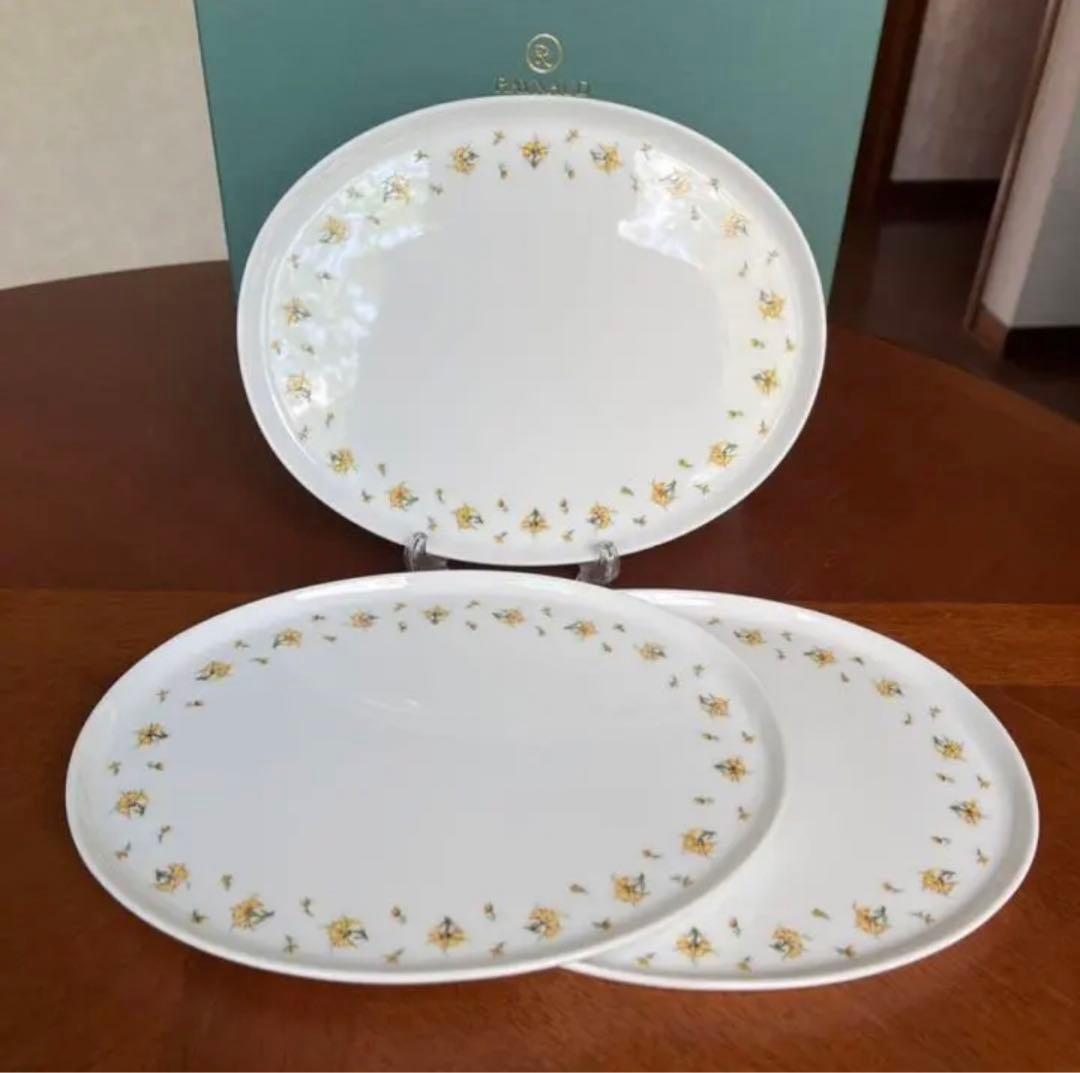 【未使用美品】レイノー・リモージュ★ブーゲンビリア★オーバルプレート　3枚