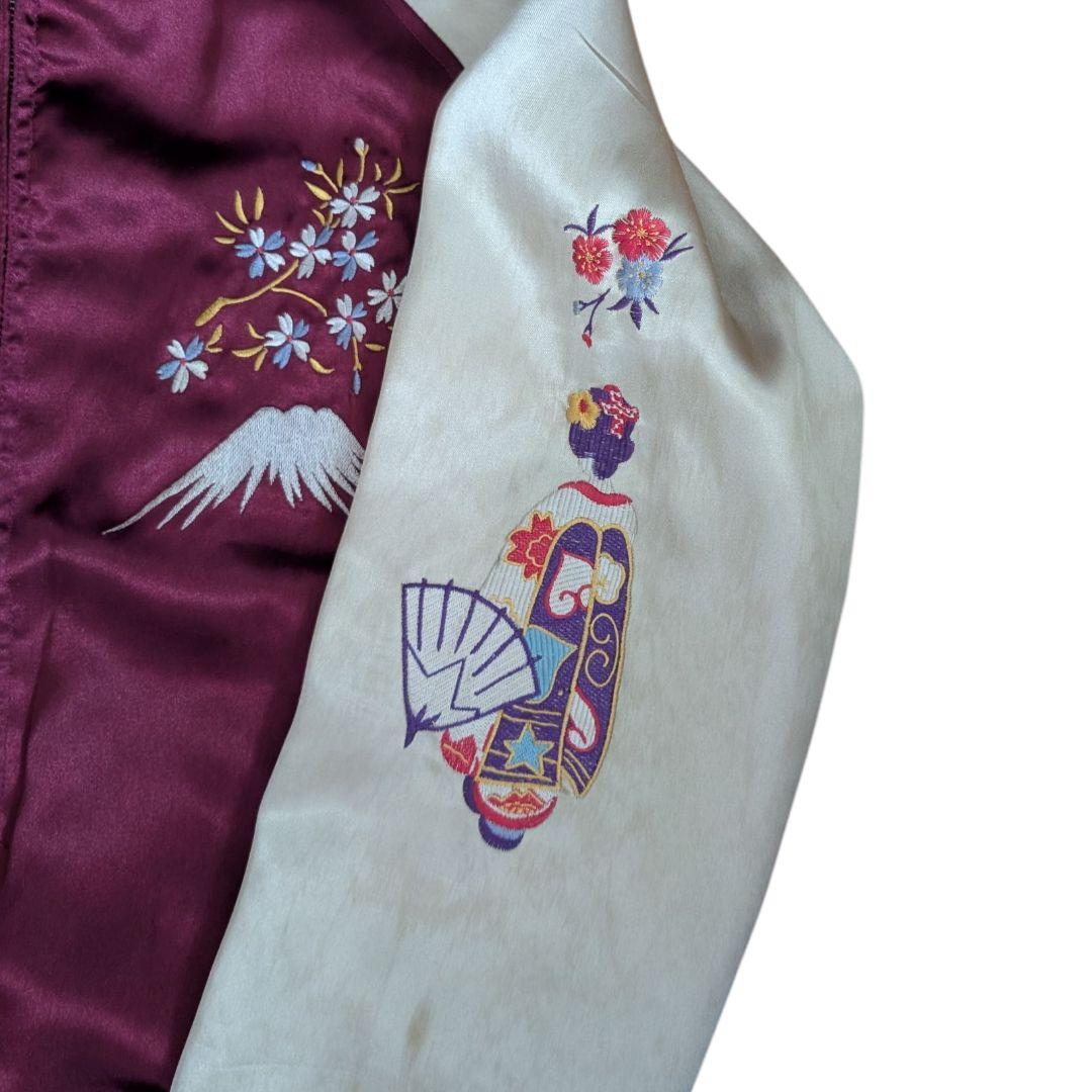 スカジャン リバーシブル 日本地図 龍 舞子 ネイビー えんじ スーベニア 刺繍