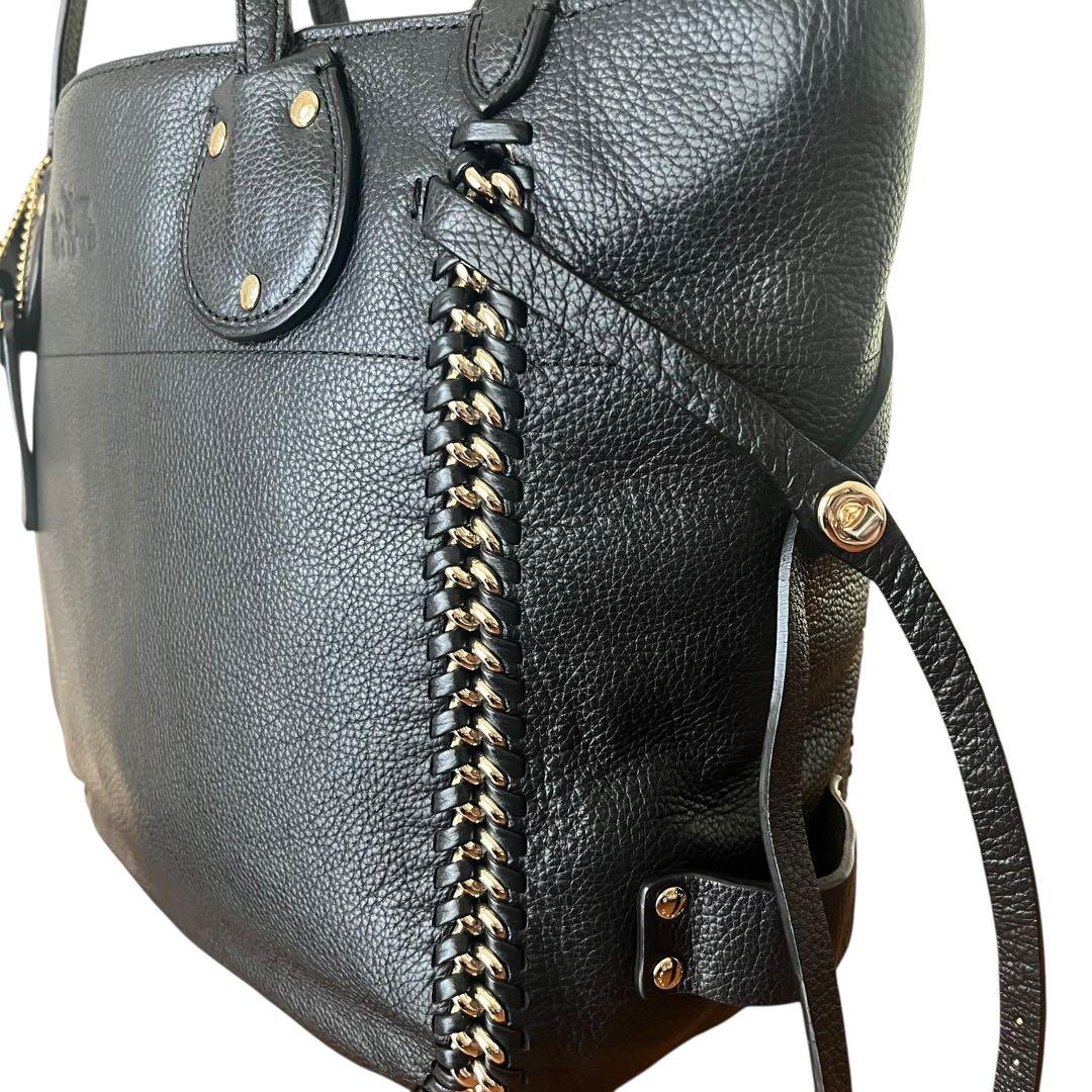 美品✨A4収納　コーチ　トートバッグ　ビジネス　ワンショルダー　レザー　ブラック