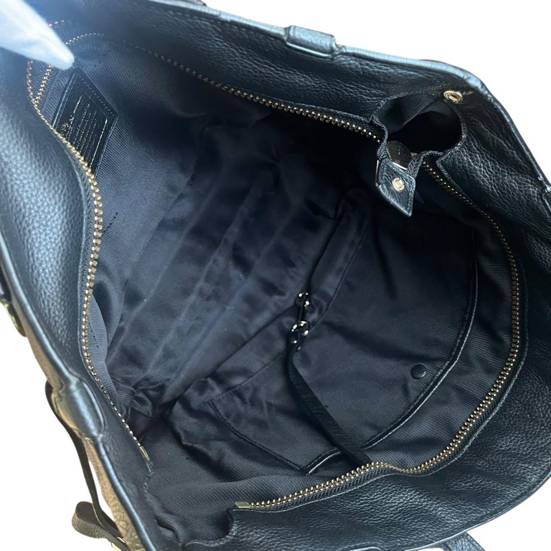 美品✨A4収納　コーチ　トートバッグ　ビジネス　ワンショルダー　レザー　ブラック