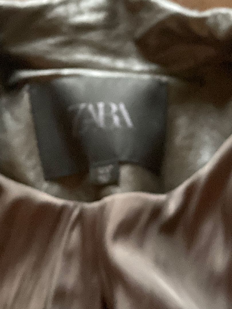 ZARA ダークブラウン　フェイクレザーボンバージャケット