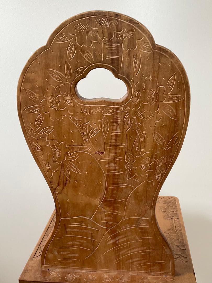 軽井沢彫り　桜彫刻　ダイニングチェア　椅子　イス　軽井沢彫　伝統工芸品