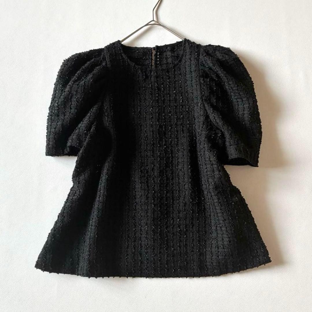 OHGA　オーガ　SAVON　サボン　シアーブラウス　パフスリーブ　ブラック