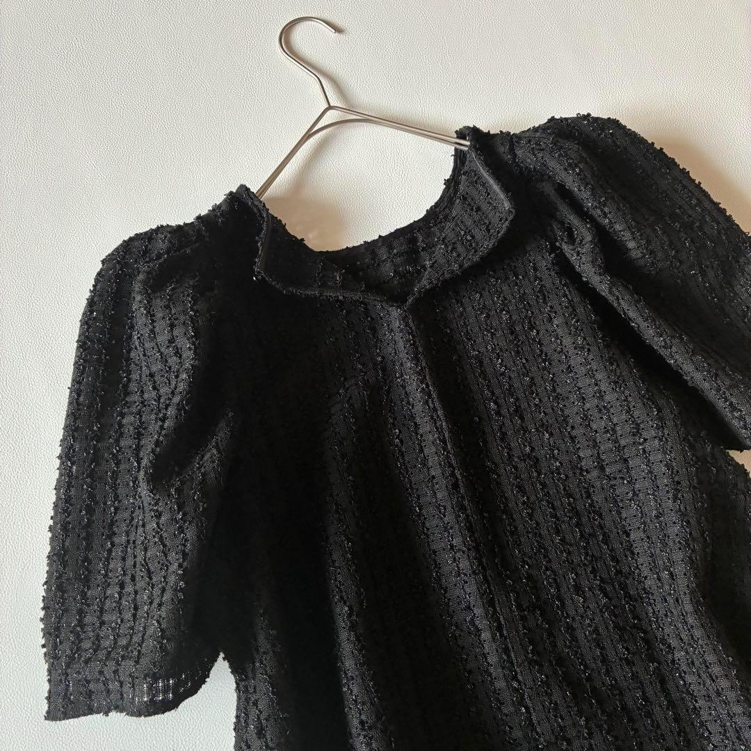 OHGA　オーガ　SAVON　サボン　シアーブラウス　パフスリーブ　ブラック