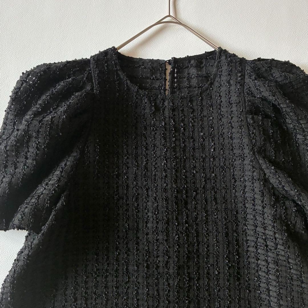 OHGA　オーガ　SAVON　サボン　シアーブラウス　パフスリーブ　ブラック