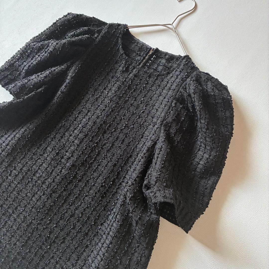 OHGA　オーガ　SAVON　サボン　シアーブラウス　パフスリーブ　ブラック