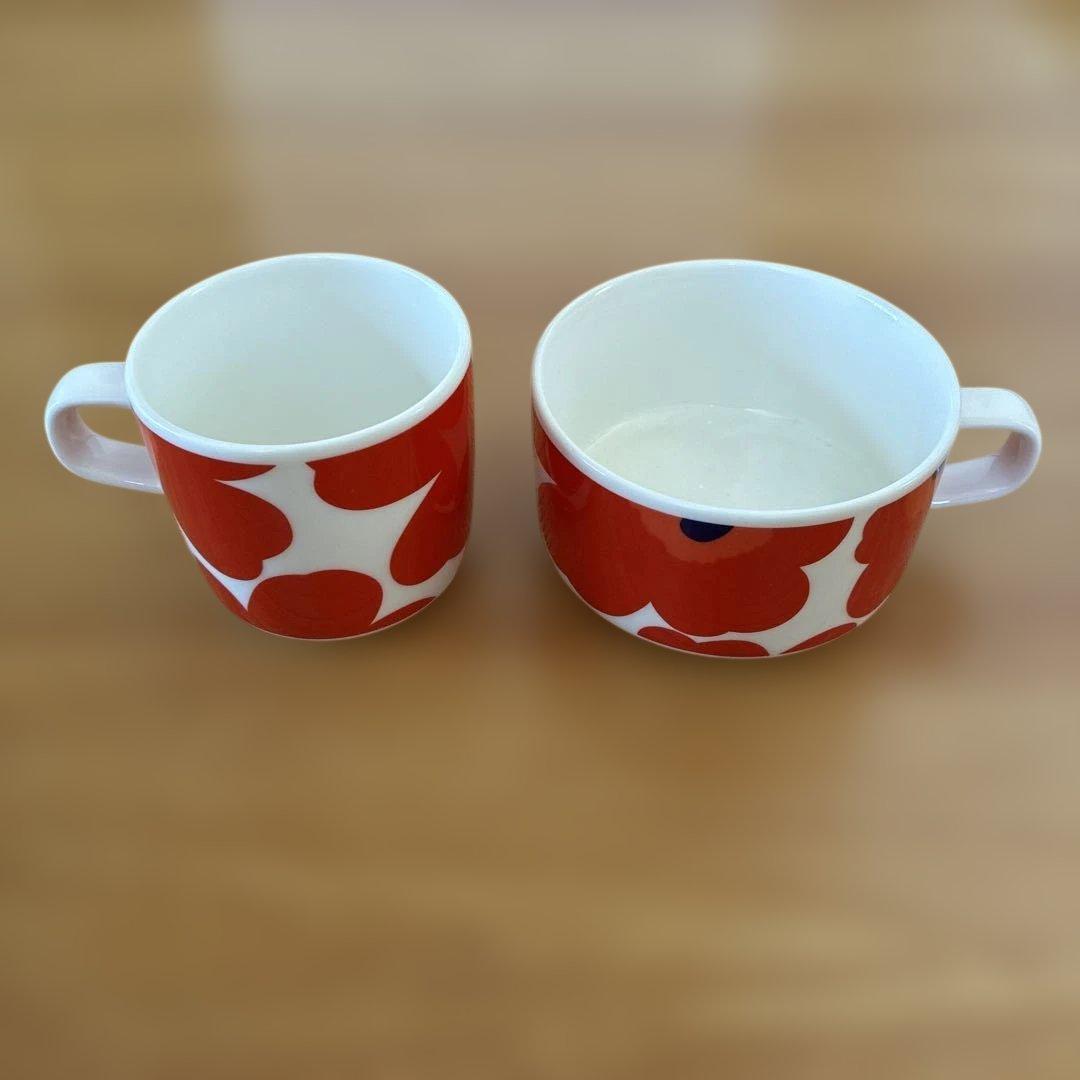 ◉marimekko◉赤Unikkoカップ＆スクエアプレート４点セット◉